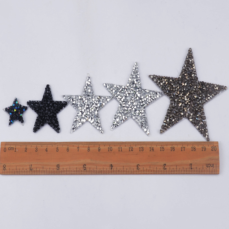 Meerdere Maten Crystal Rhinestone Star Patches voor Kleding Ijzer op Kleding Applicaties Badge Strepen Diamant Pentagram Stickers