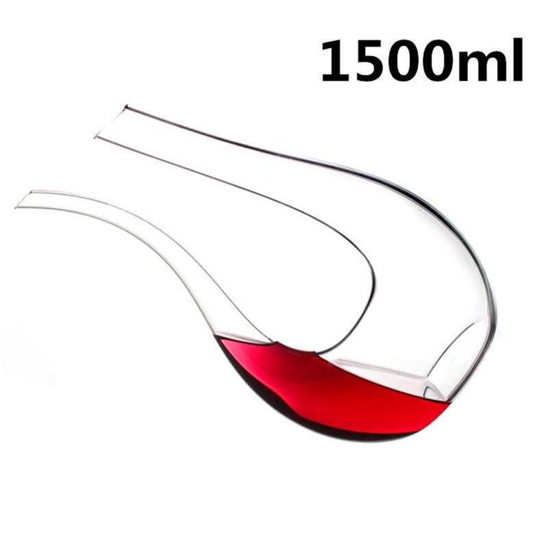 Decantador de vino en forma de U de cristal, caja de de 1500ML, aireador decantador de cisne de arpa de whisky, jarra separadora de botellas de vino,: Default Title