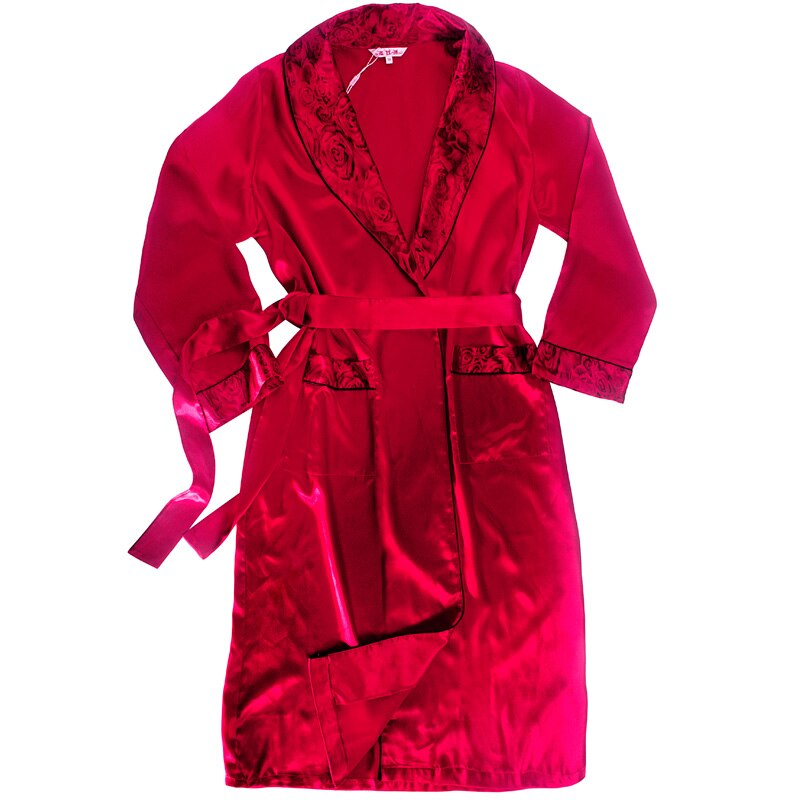 Szlafrok męnarty jedwabny szlafrok z długim rękawem Peignoir kimono męnarty szlafrok odzież dla par Dropshipping