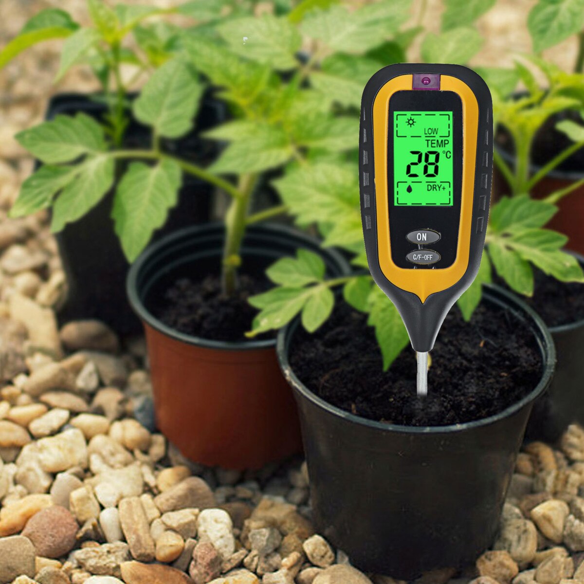 Soil Water Moisture Light Test Meter for Garden Plant Seeding PH Moisture Meter Temperature Sunlight Intensity Measurement Analy