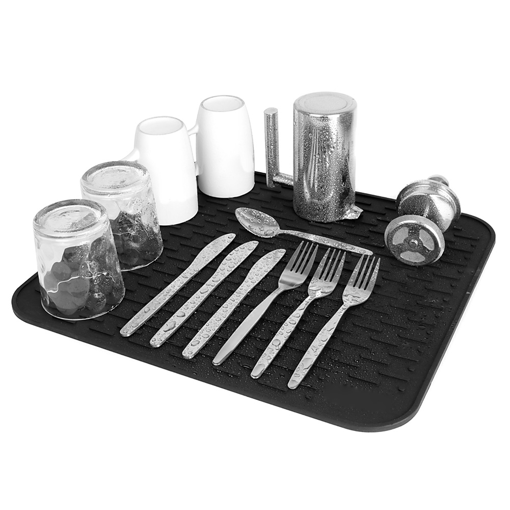 45x40cm Silikon Trocknen matt Wärme Beständig ungiftig Anti-verbrüHenne Erzähler Tasse Tisch Ablassen Pad können rollen hoch Tischset Für Küche