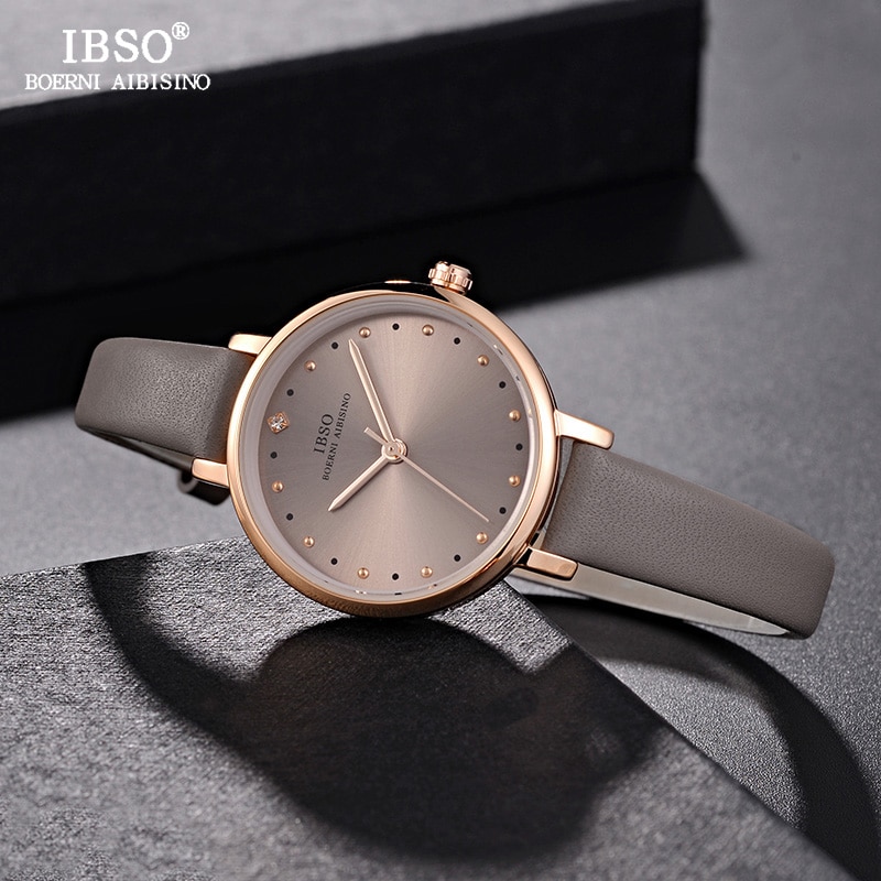 IBSO Brand Luxury Ladies Quartz Watch Leather Strap Montre Femme Women Wrist Watches Relogio Feminino Female Clock