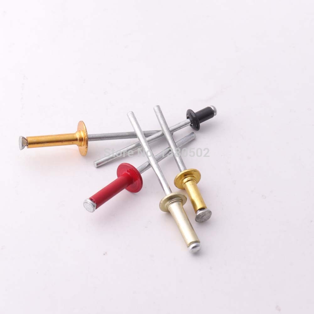 100 stk aluminium pop blindnitter kerne trækker dekorationsnitter / negle mix farve 40mm
