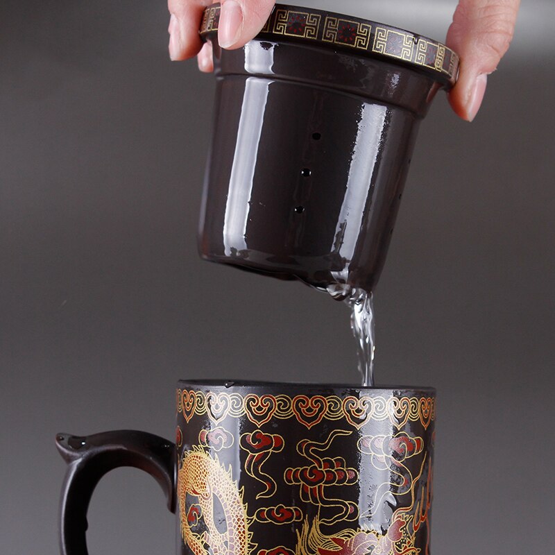 Rund lilla queen of pu& #39 ;er filter tekop keramiske kopper kontorkopper rejse kung fu til te 300ml