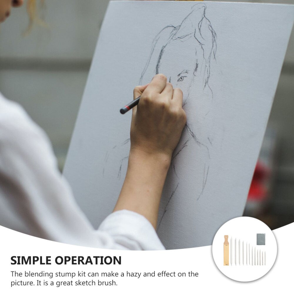 1 Set/14pcs Practical Drawing Sketching Blending Stumps Wiping Pen Smudge Pen