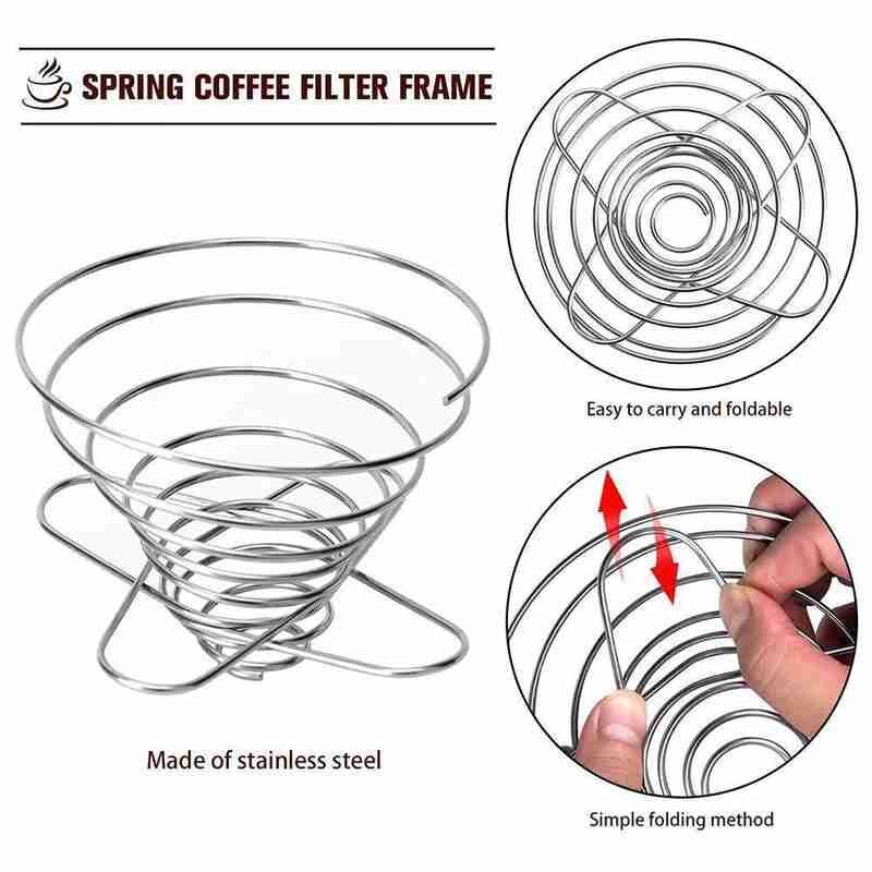 Mini porte-filtre à café pliable, 2-4 tasses, tasse, Portable, en acier, pour la cuisine et la salle à manger