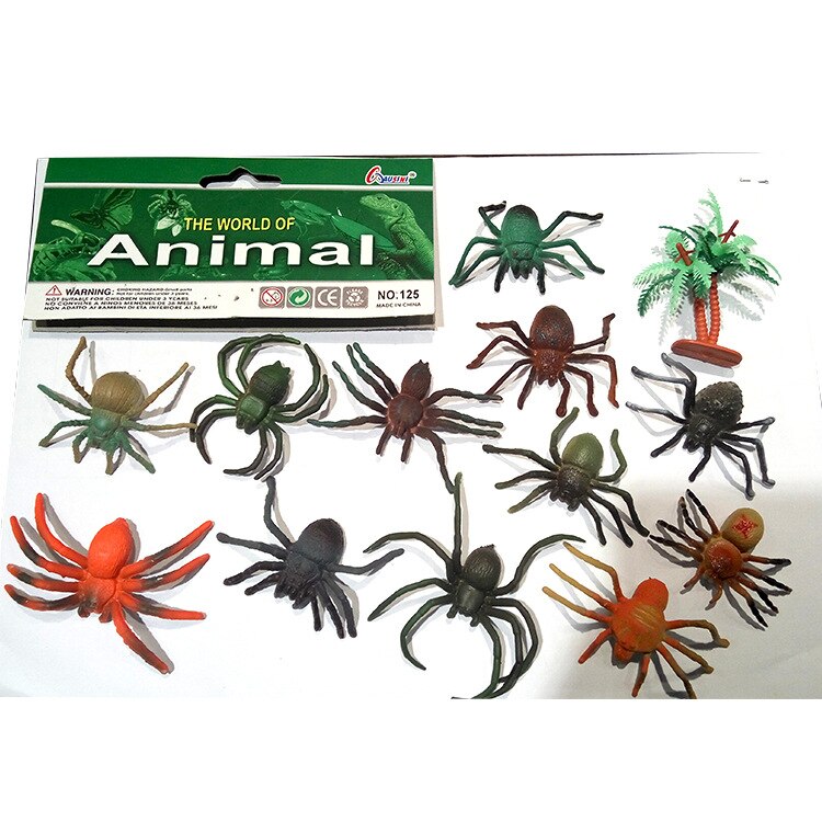 12 Pcs Animal Dinosaurus Model Ornamenten Wilde Bos Simulatie Dier Scène Accessoires Kinderspeelgoed: spider