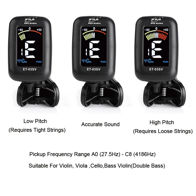 Eno Violin Tuner Mini Electronic Tuner For Violin Viola Cello Double Bass Clip-on Tuner Portable Digital Violin Parts Accessory