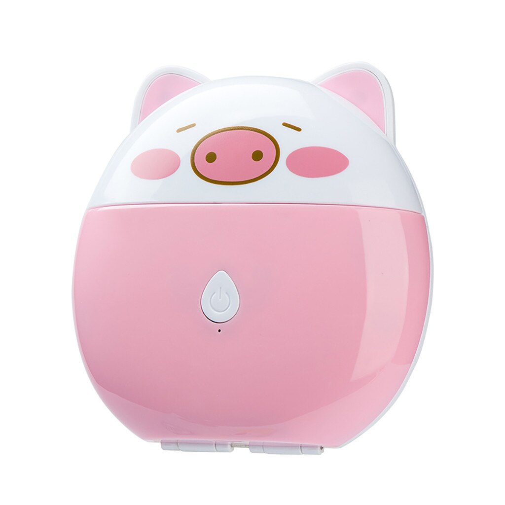 Portable Mini USB Fan Explosion Pig Cartoon Makeup Mirror Fan Adjustable USB Handheld Charging Portable Handheld Mini Fan: Pink