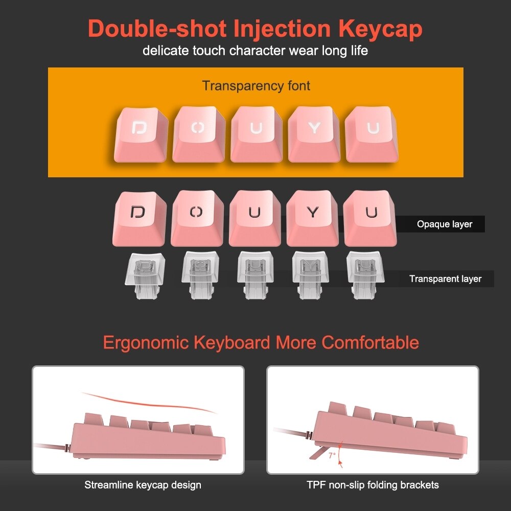 Pink Keyboard and Mouse Set 104 Keys Layout LED Backlit Keyboard 2400DPI RGB Backlit Mouse Microphone with Microphone for PC