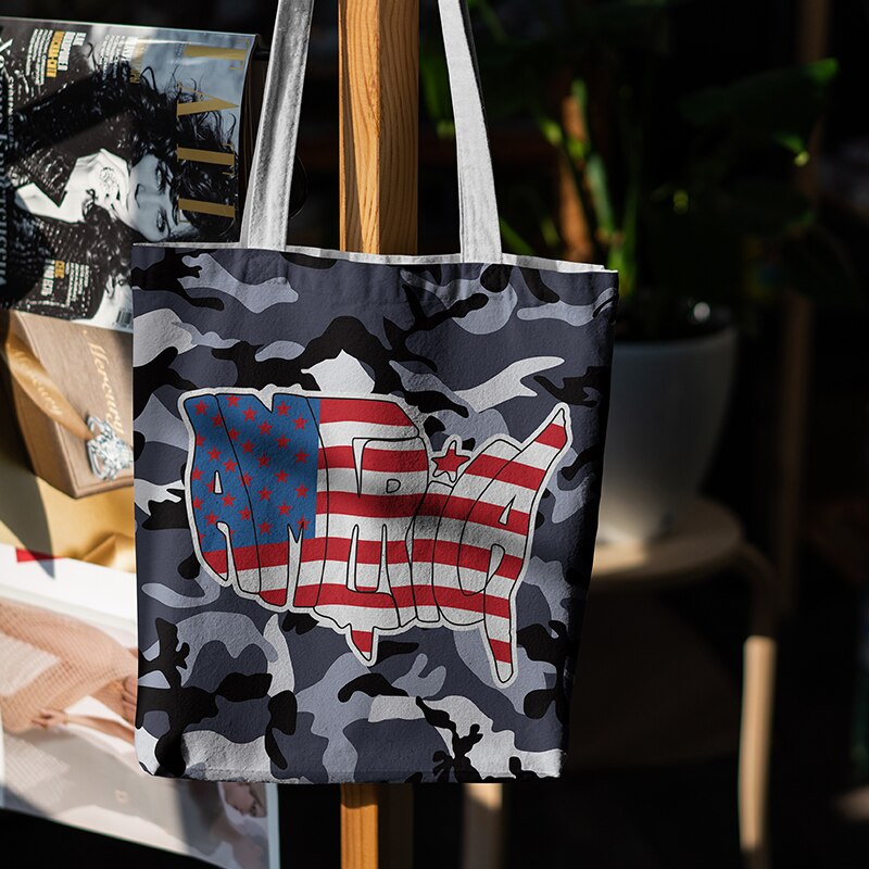 Serie de camuflaje bolso de lona plegable, bolso de compras de gran capacidad, multifunción, de gran