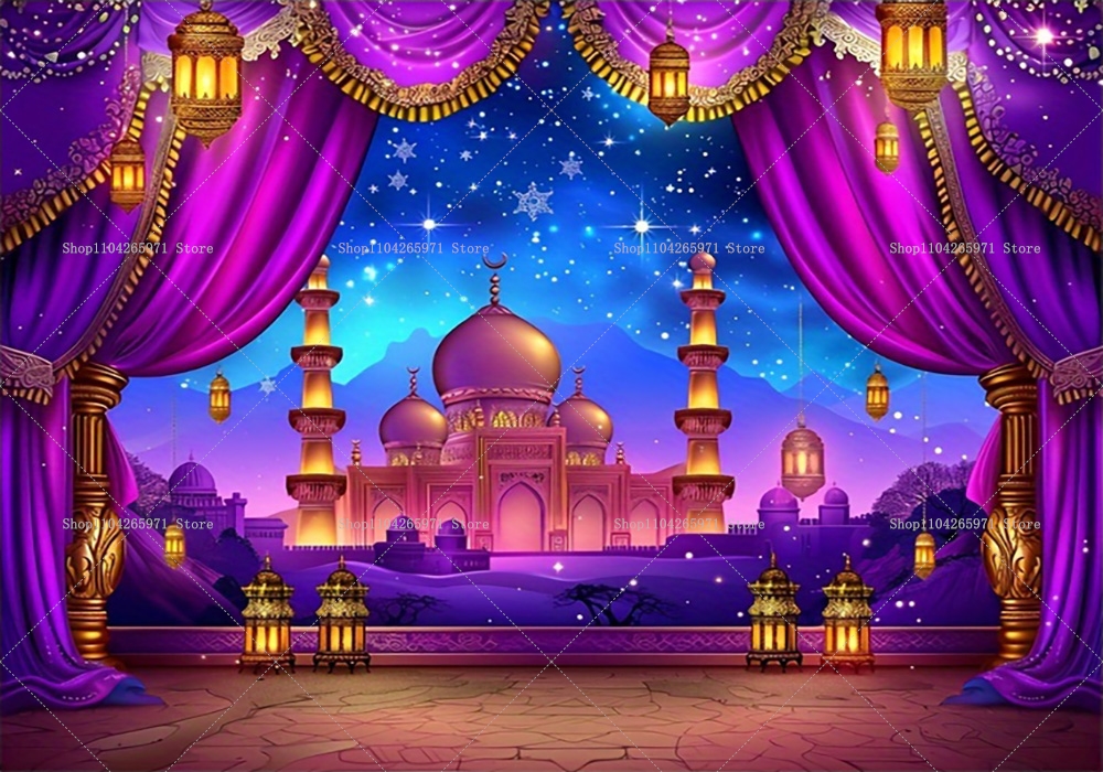 Glad ramadan marocko nattscen bakgrund eid al-fitr dekoration hem islamisk muslimsk festival fest fotobåstillbehör: Xl / Ljusgrå