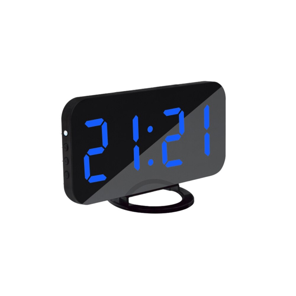 Digital Alarm Clock with Dual USB Charging Ports Large Easy-Read Mirror Surface LED Display Snooze Dimmer Function (Green): Blue