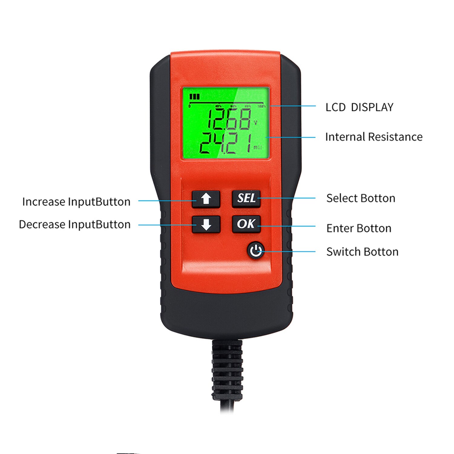 Battery Tester Car Battery Load Tester 12V 100-9999CCA Digital Battery Analyzer for Cars and