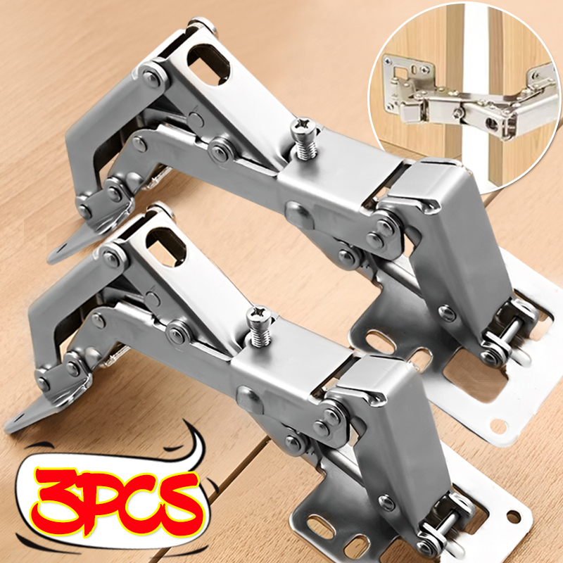 3/1PCS Steel Cabinet Hinges 175 Degree No-Drilling Hole Buffer Hinge Kitchen Cupboard Concealed Hinges Furniture Hardware Kit