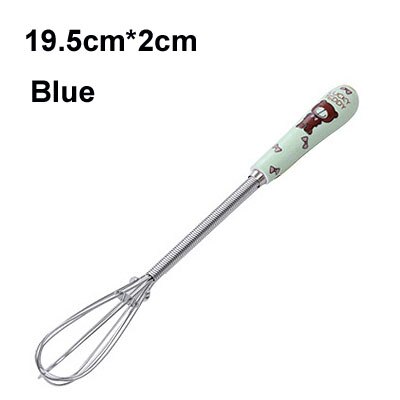 1 PC lovely mini Egg beater stainless steel manual egg beater coffee stirrer butter stirrer kitchen accessories cooking tools: 1PC-Blue