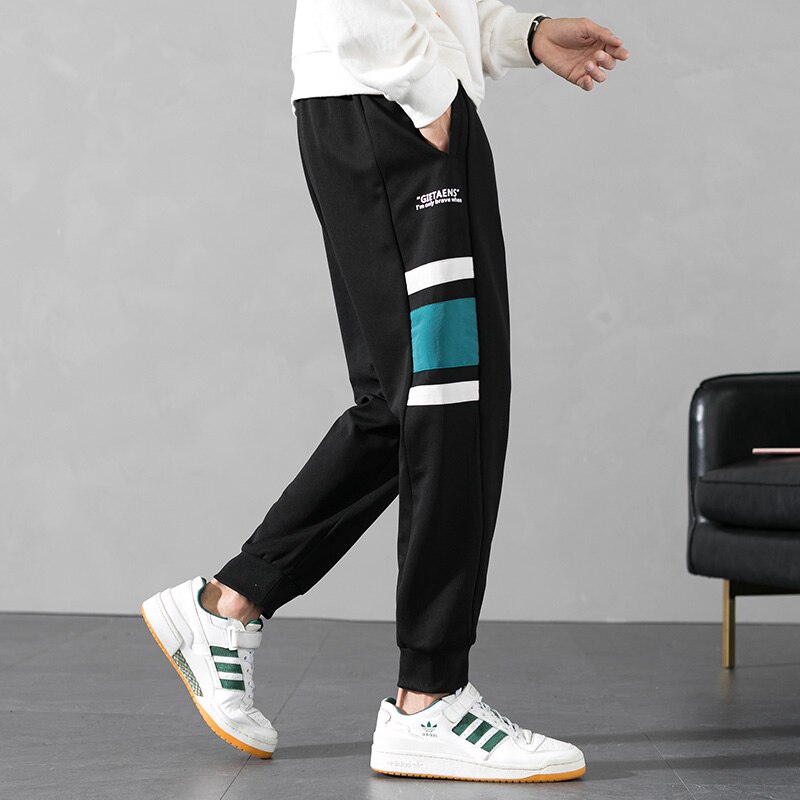 Mode sweatpants joggers mænd hip hop print løse joggingbukser mand højtaljede bomuldsbukser casual streetwear lange bukser