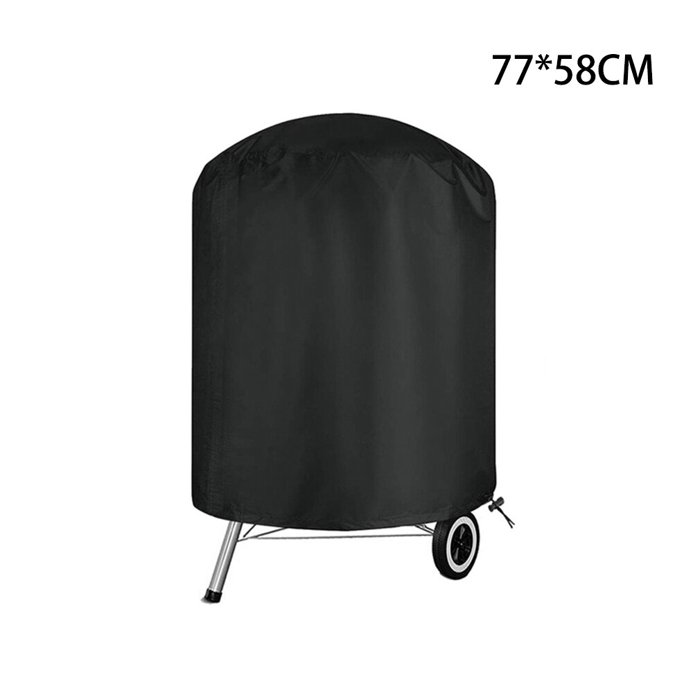 Czarna wodoodporna pokrywy grilla okrągła ciężka pokrywa grilla Weber deszcz Barbacoa przeciwkurzowe deszcz gaz węgiel elektryczny grill: 70x58