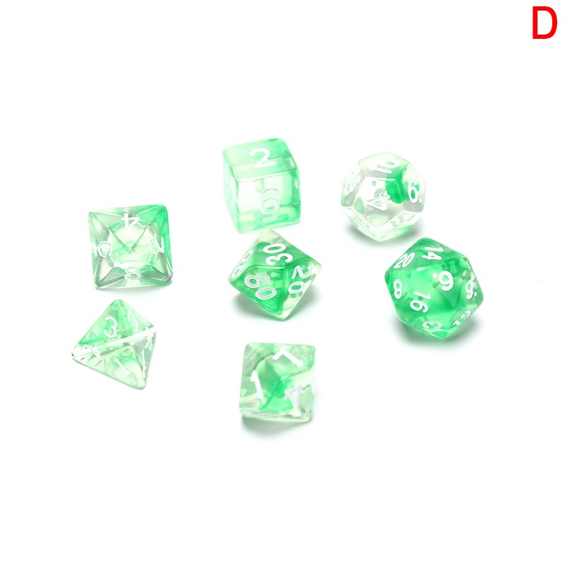 7 Stks/set Transparant Acryl Dobbelstenen Set Multicolor 4, 6, 8, 10, 12, 20 Zijdige Dobbelstenen Trpg Game Liefhebbers Spelen Games