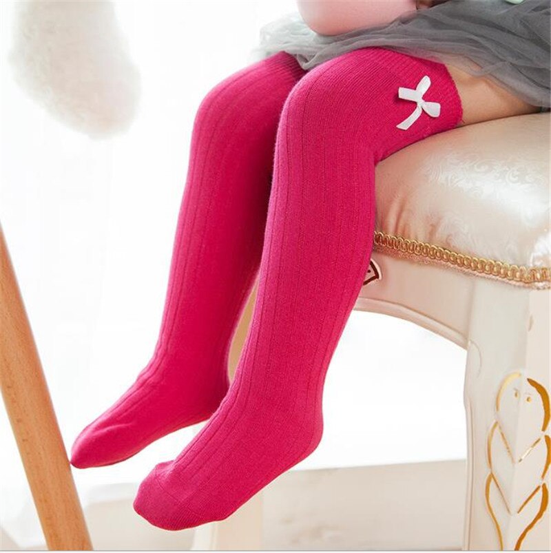 Bambino Calze E Autoreggenti Autunno Inverno Calze E Autoreggenti Bowknot Del Bambino di 6 Colori Calze E Autoreggenti Caldo Infantile Ginocchio Calzini E Calzettoni Leggings per le Ragazze 1-3Y: rose