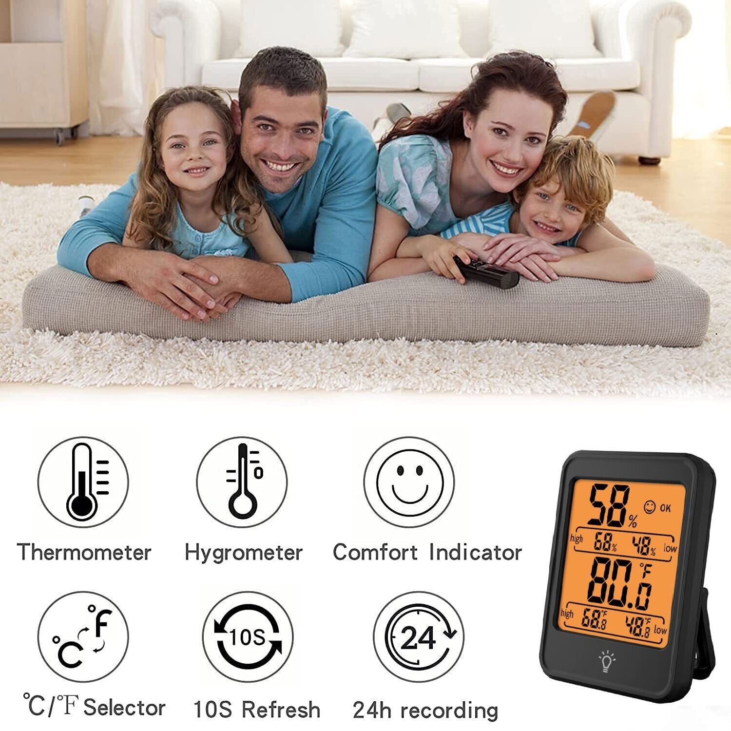 LCD-Digital-Hygrometer Raum Thermometer mit Stand Magnet tragbares Haus Büro-Temperatur-Monitor-Thermometer Hygrometer