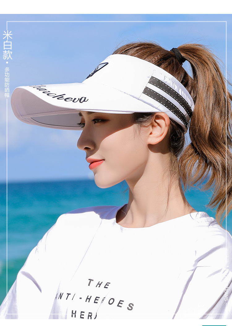 Sport kvindelige sommer udendørs solhat strækbar tom top solskærmshatte uv hat stor randen solhat: 5