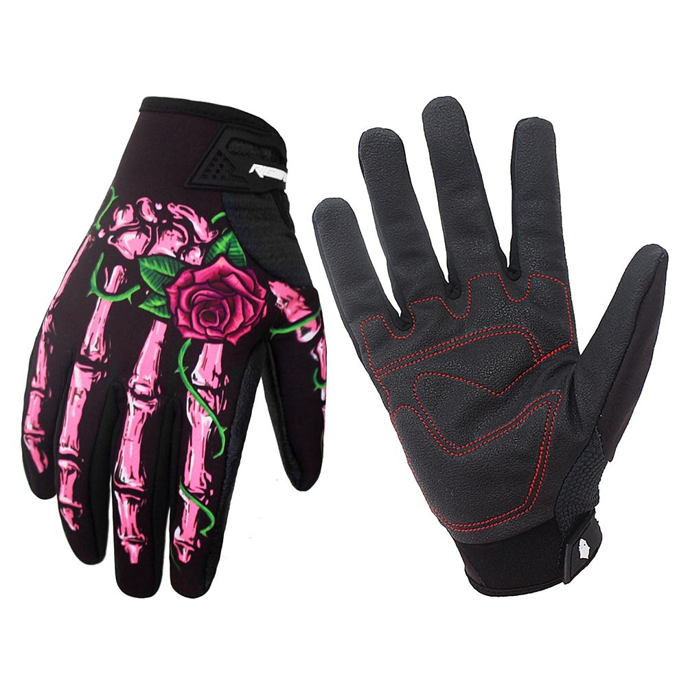 Outdoor Motorcycle Riding Gloves Pink Ghost Claw Long Finger Full Finger Protection Gloves Work Sports Gloves: S
