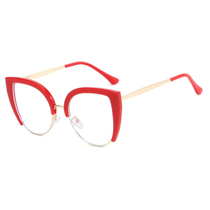 Gafas de medio Marco de ojo de gato de , montura de gran tamaño, antiluz azul, tendencia Retro, 2023, novedad de 2023: YELLOW