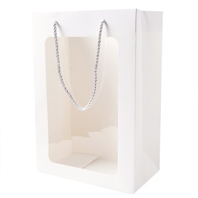 10 st synlig papperspåse med genomskinligt fönster för leksaksdukstillbehör förpackning i påsar: Vit