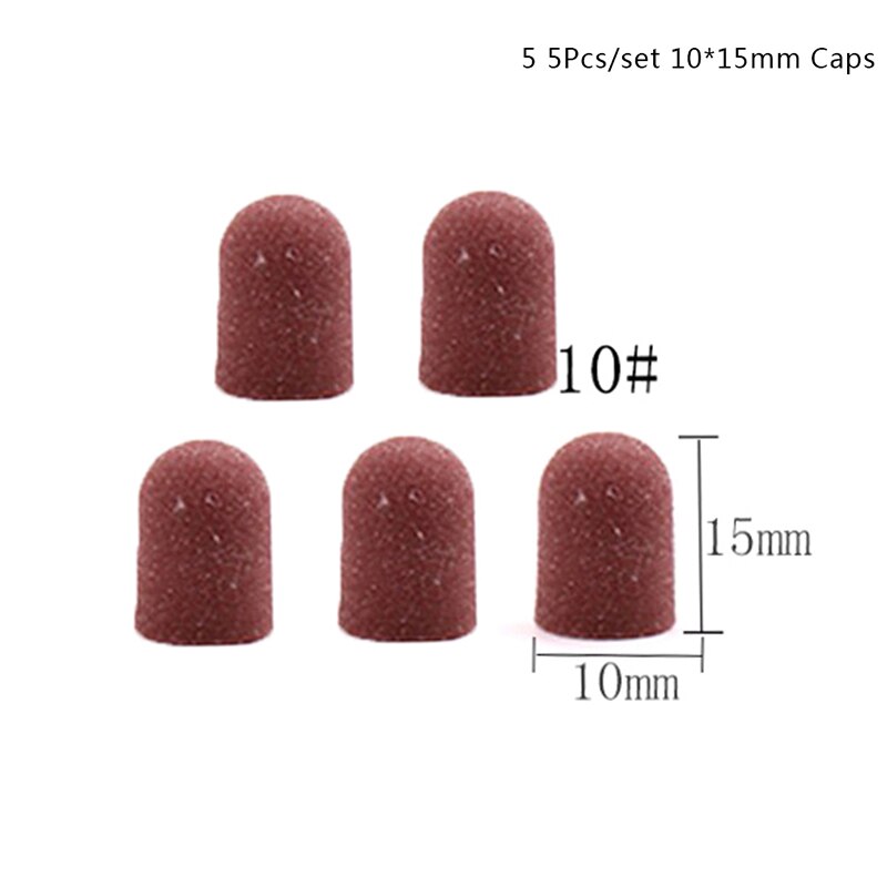 1/5pcs/set Bit Manicure Tool Nail Sanding Caps Rubber Grip Pedicure Polishing Sand Block Electric Drill Accessories: 5
