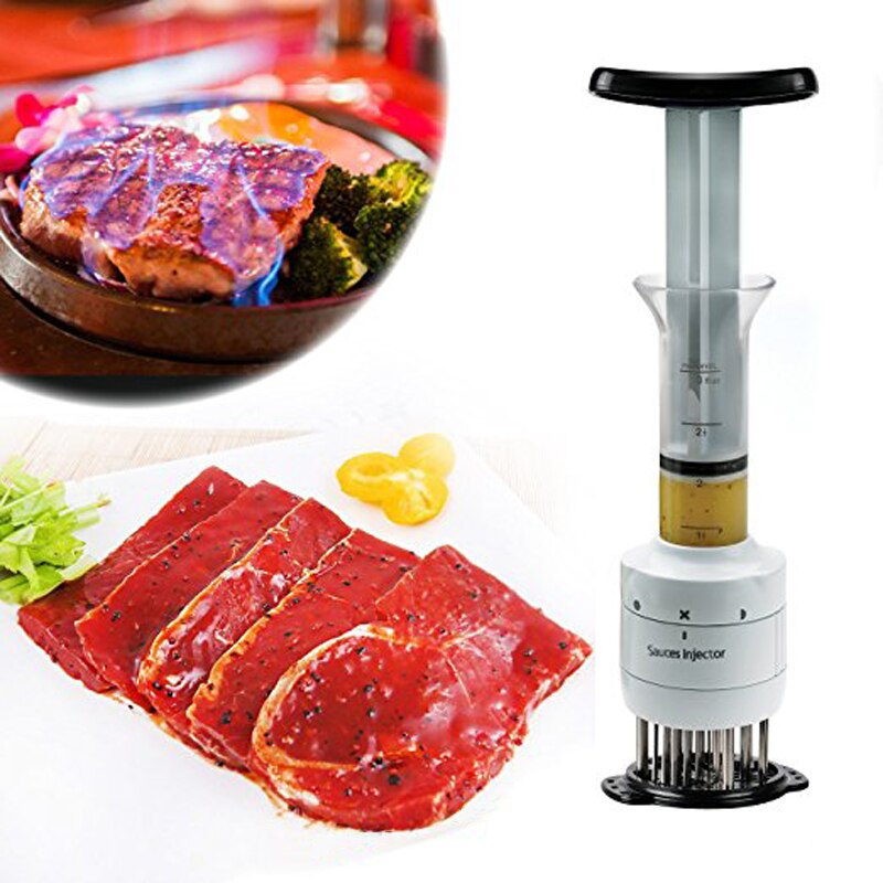 2-in-1 Meat Tenderizer Marinade Injector BBQ Meat Steak Beef Sauce Tenderizer with Stainless Steel Needle