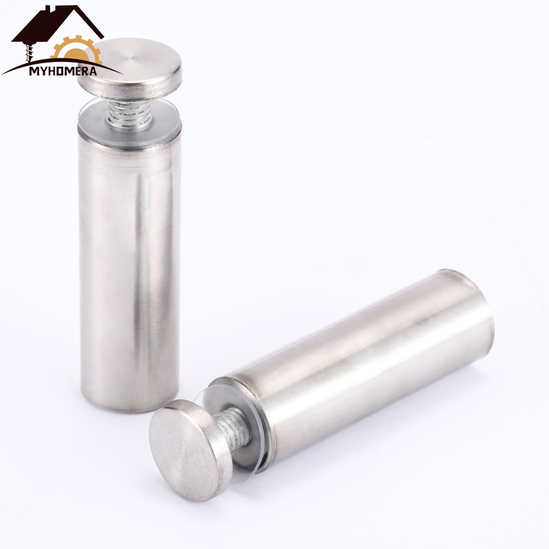 Myhomera 2Pcs 12mm Advertising Nail Glass Fasteners Stainless Steel Acrylic Advertisement Standoffs Pin Billboard Fixing Screws