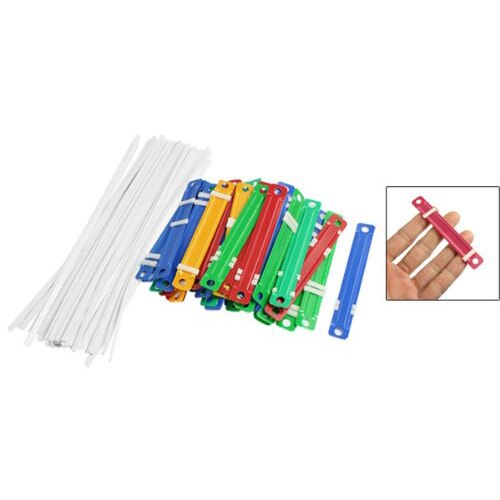 50 Uds. Sujetadores de papel para documentos de dos piezas de plástico colorido para oficina y escuela