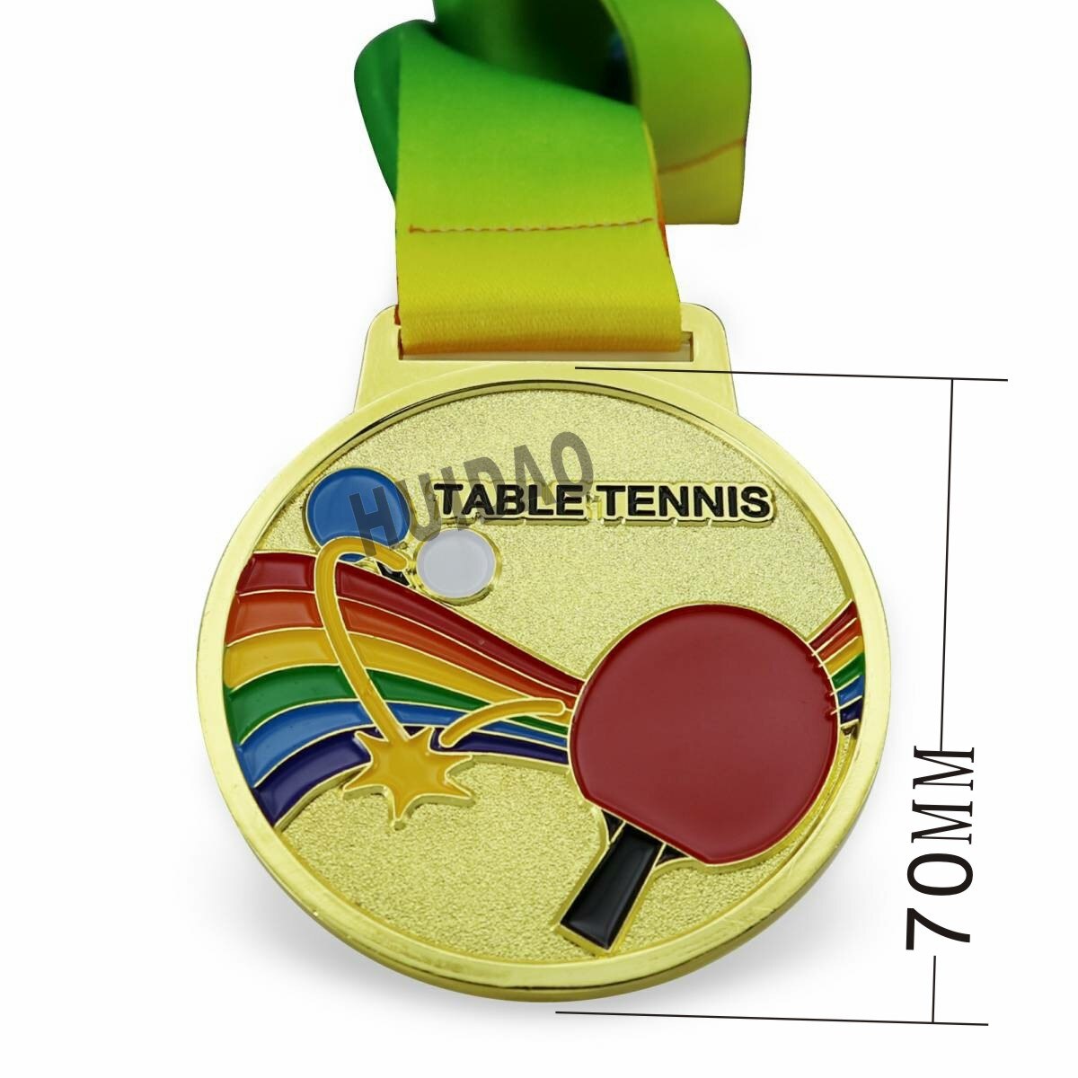 Medallas de tenis de mesa de tamaño 70MM con cinta Medallas de Ping Pong 1 juego = 3 uds incluyendo (1 Uds oro y 1 Uds plata, 1 Uds cobre)