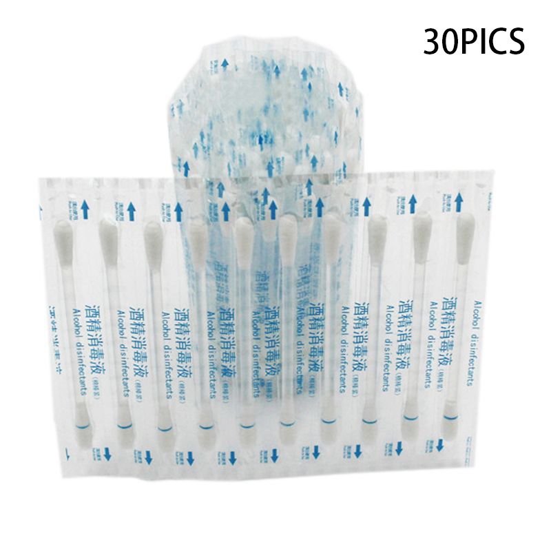 30 Stks/set Wegwerp Alcohol Stok Gedesinfecteerd Wattenstaafje Emergency Care Sanitaire Dubbele Hoofden