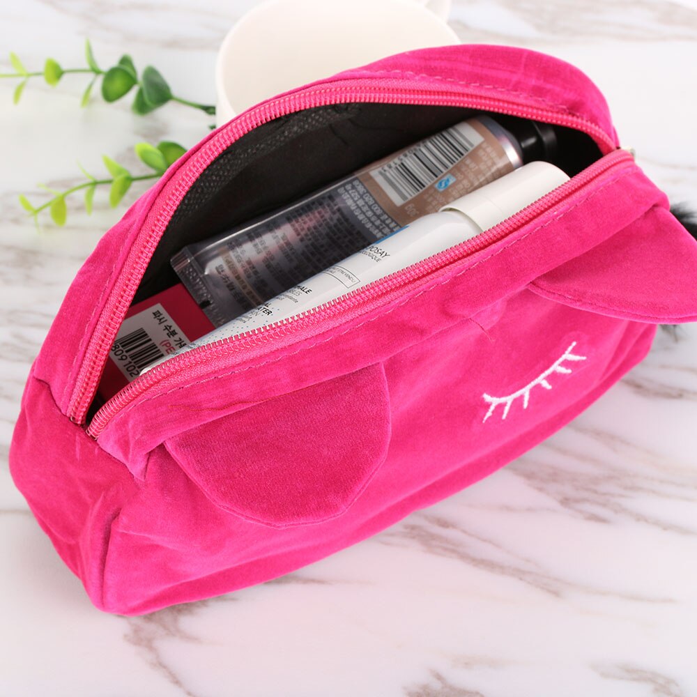 1 ud. Neceser de maquillaje para chica al aire libre, neceser bonito para mujer con Gato, neceser de lavado, organizador de maquillaje, almacenamiento, Kit de viaje, bolsa con varios bolsillos