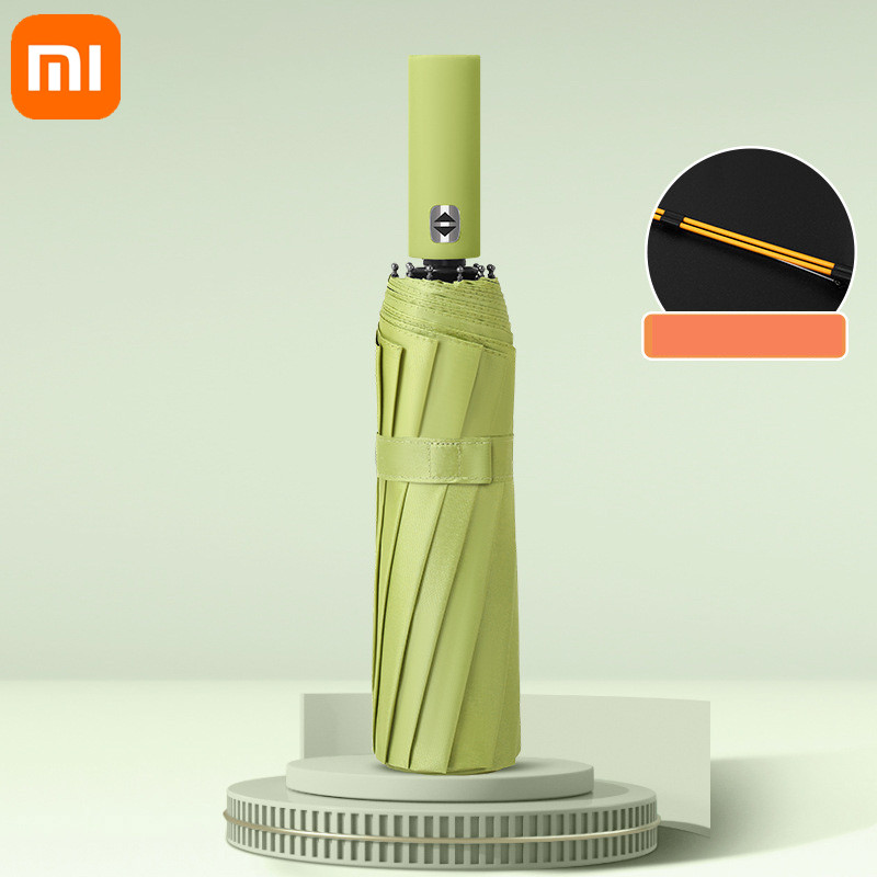 Xiaomi-Paraguas automático para exteriores, sombrilla de Color sólido de 24 huesos, ligera y plegable, de gran tamaño, con protección Uv: Blanco