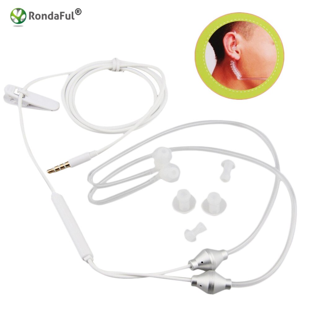 Anti-Radiation Earphones Binaural Universal 3.5mm Noise Cancelling Air Tube Acoustic Earbuds Microphone