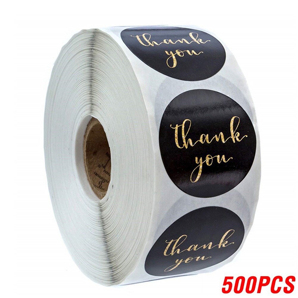 100-500pcs Gold Foil Thank You Stickers For Seal Labels 1 Inch Packaging Stickers Birthday Party Offer Stationery Sticker: YH10-500pcs