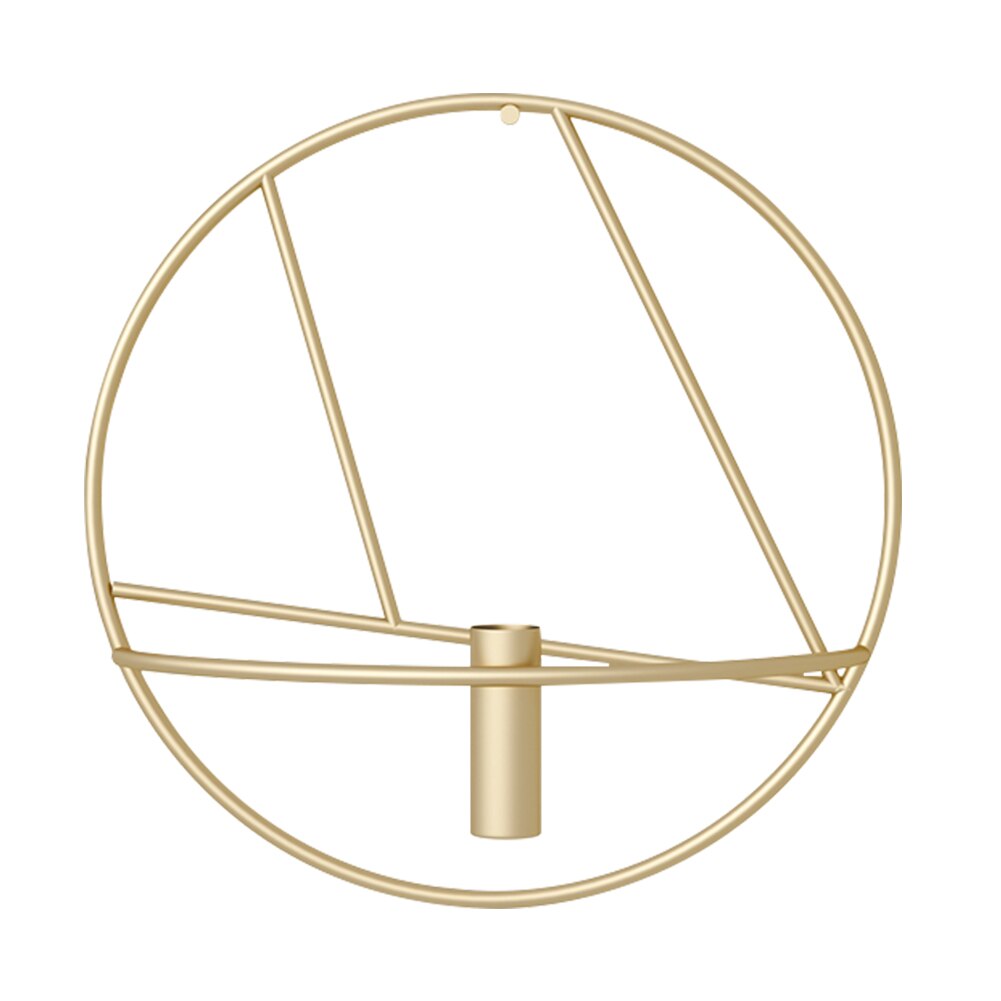 Metal Geometric Candlestick Modern Art 3D Circle Metal Candle Holder Wall Hanging Flower Vas for Home Bedroom Decoration Crafts: Gold B