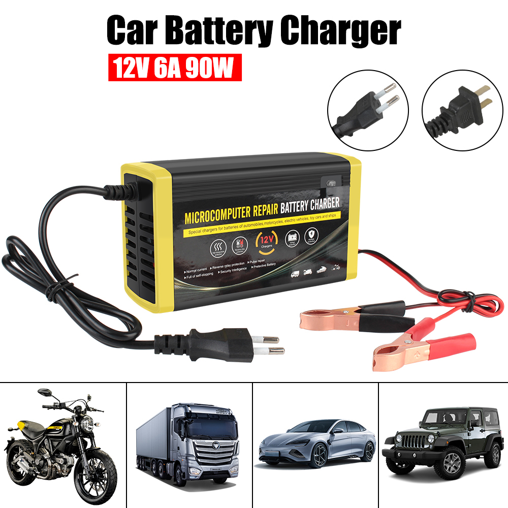 12V 6A Nass Trocken Blei Säure Gel Ladegerät Energie Impuls Reparatur Universal- Schnell Ladung Auto Auto Batterie Ladegerät