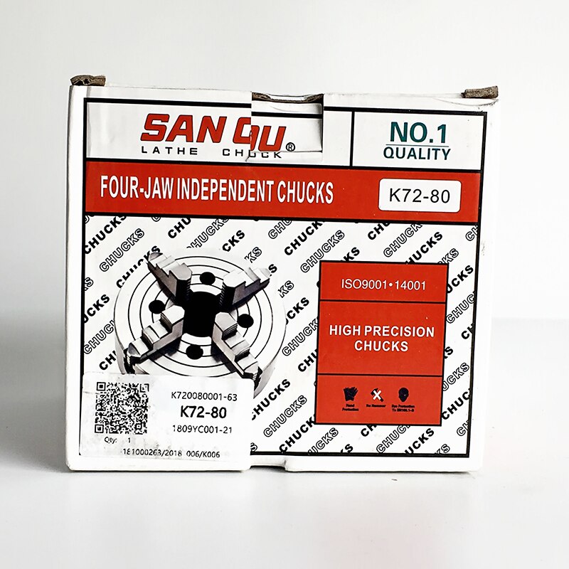 Klauwplaat 80Mm 4 Jaw Onafhankelijke Chuck K72-80 Met Sanou Voor Mini Draaibank