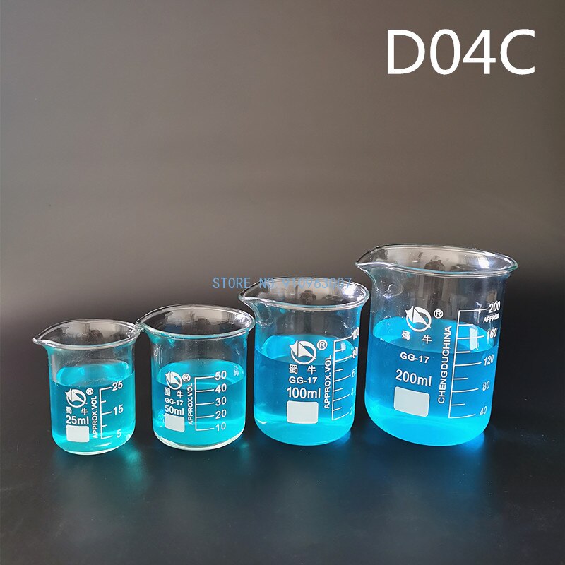Gobelet de laboratoire en verre Borosilicate, toutes tailles, résistance aux températures élevées, tasse à mesurer, équipement de laboratoire