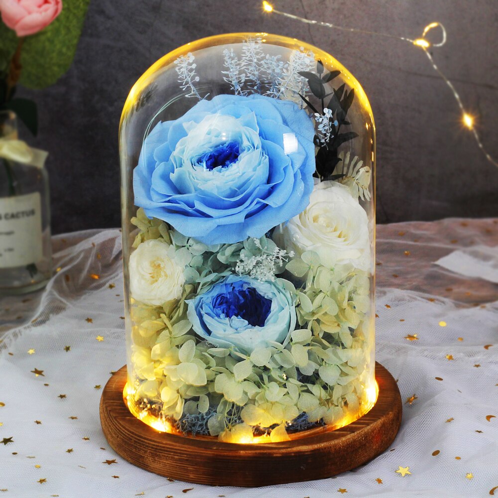 Beauty And The Beast Immortal Flower Rose In Glass Inside Wedding Decoration Flower Christmas Mother's Day Birthday