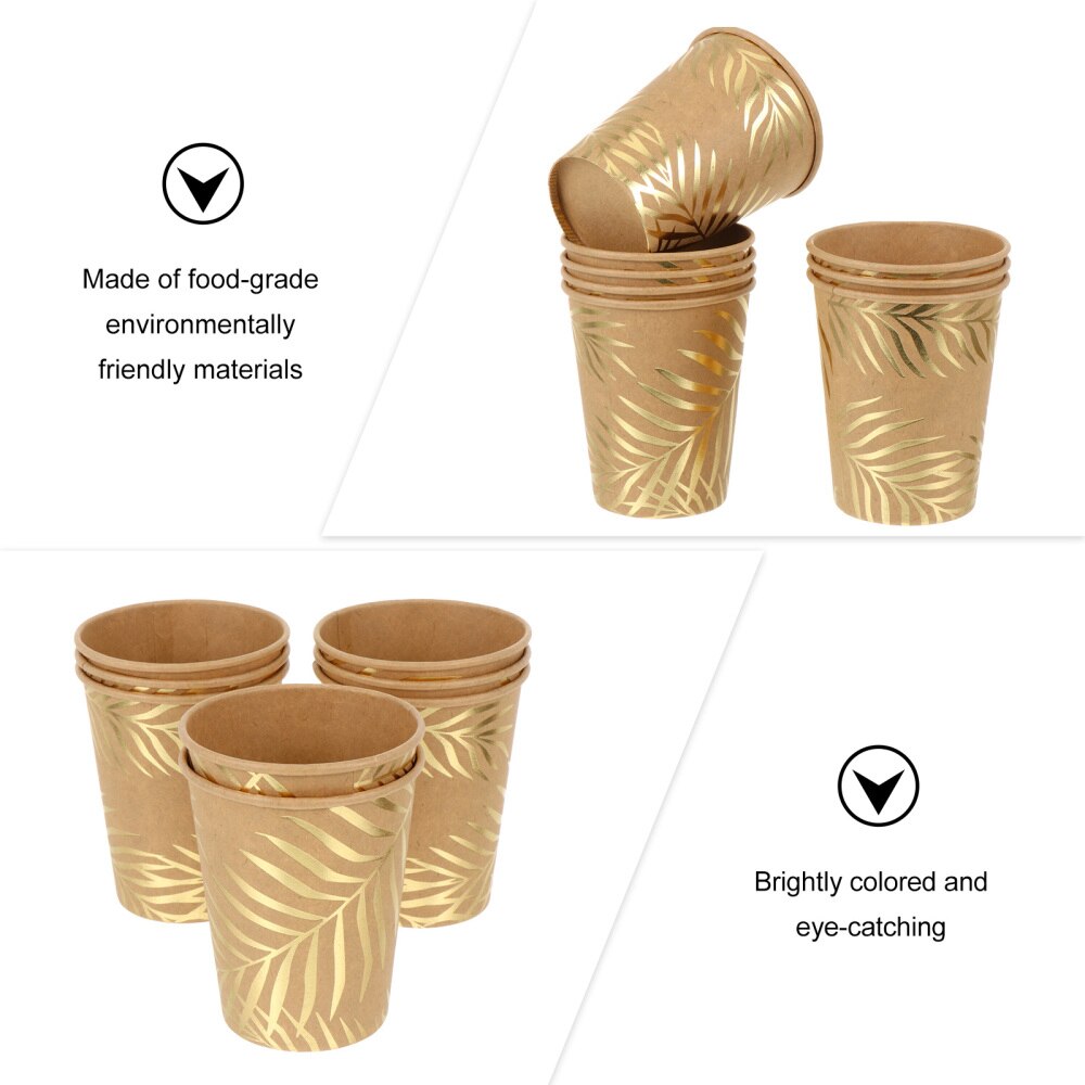 8 Pcs Palm Leaf Water Cups Disposable Drinking Cups Eco-friendly Paper Tableware