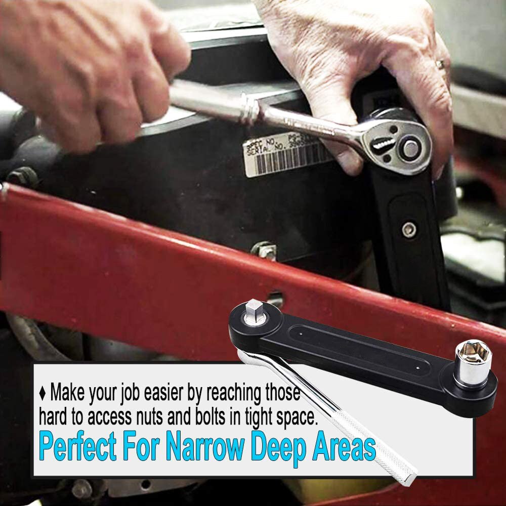 Universal 3/8" Black Extension Wrench Spanner Screw Nut Wrench Automotive Tool DIY Key Set Convenient Handhold Hand Tools