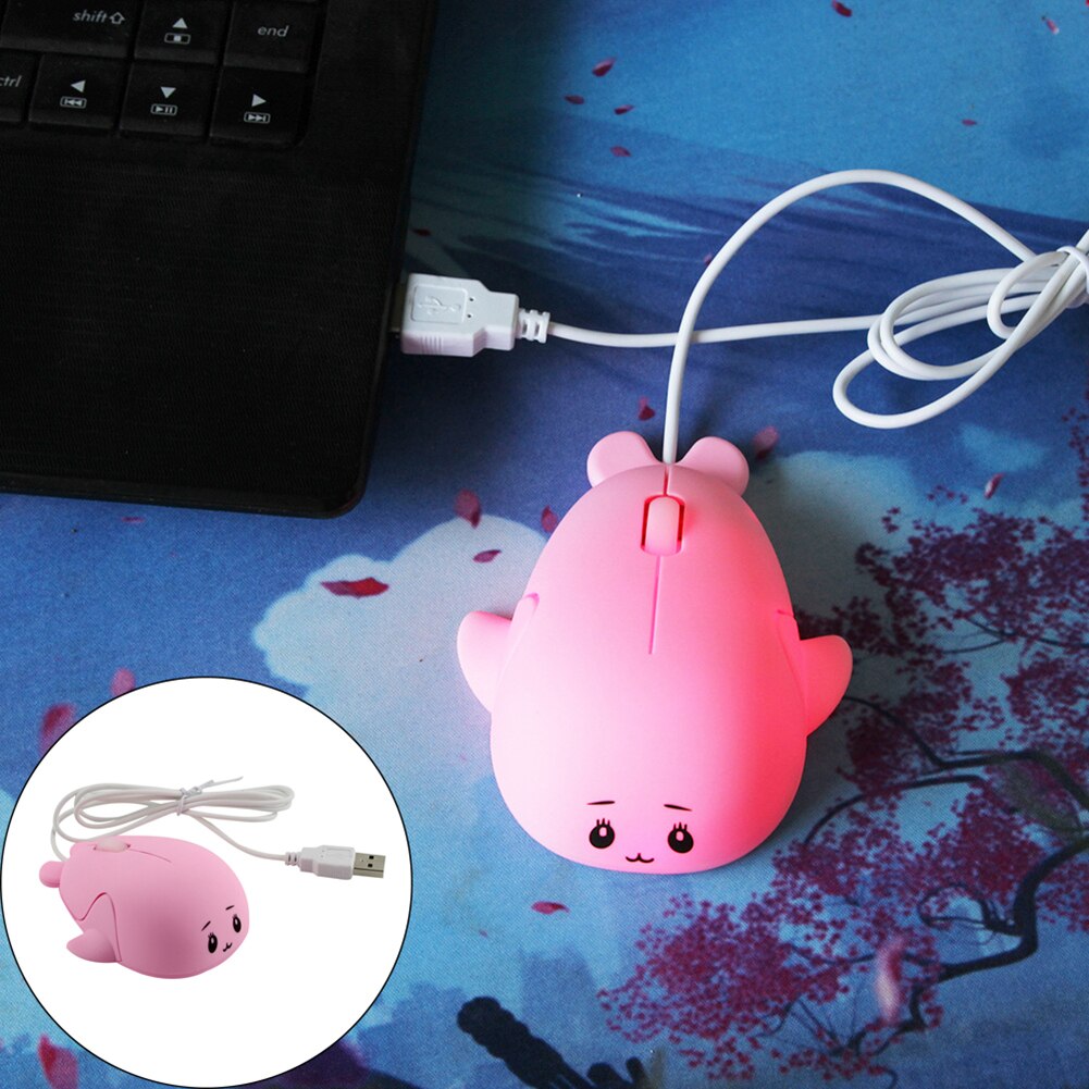 1200DPI Cute Mini Whale Ergonomic PC Laptop USB Wired Optical Gaming Mouse Mice