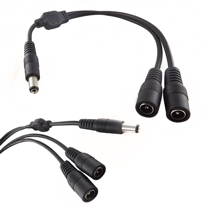 Mayitr 1pc Coaxiale Dc Kabel 5.5x2.1mm 1 Stekker Naar 2 Vrouwelijke Jack Splitter Adapter kabel Voor CCTV