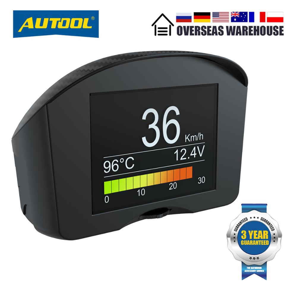 AUTOOL X50Plus Multi-Function OBD Car Head-up Indicator Digital Obd 2 HUD Meter Auto Alarm Water Temperature Gauge Speed