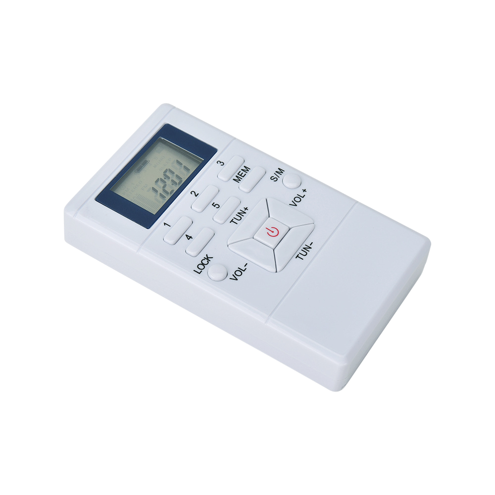 Mini portatile DSP Stereo Radio FM Ricevitore orologio digitale da 1,2 "per interpretazione simultanea Clip-on Radio Auricolare Cordino PALESTRA